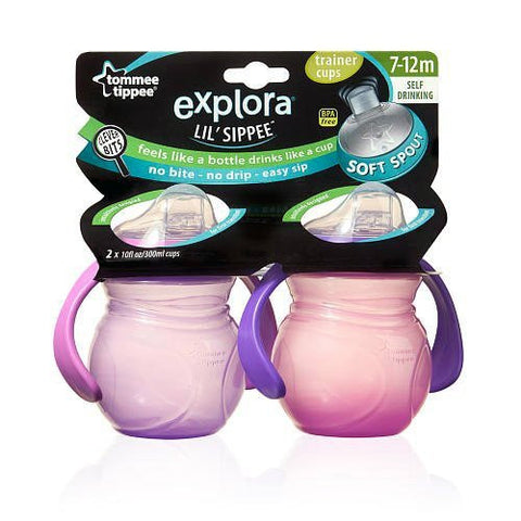 Tommee Tippee Explora Li'l Sippee Trainer Cup 2pk 7-12 Months 10 Ounces (Girl)