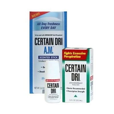 Certain Dri Anti-Perspirant, 1.2 oz roll-on AND Certain Dri AM, 2.6 oz stick ORDER ONE OF EACH ITEM NUMBER TO MATCH AMAZON LISTING