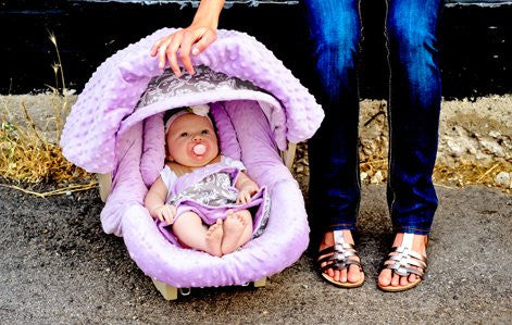 Carseat Canopy - The Whole Caboodle 5PC set - Baby Infant Car Seat Cover with complete matching set of accessories (Color: Belle)