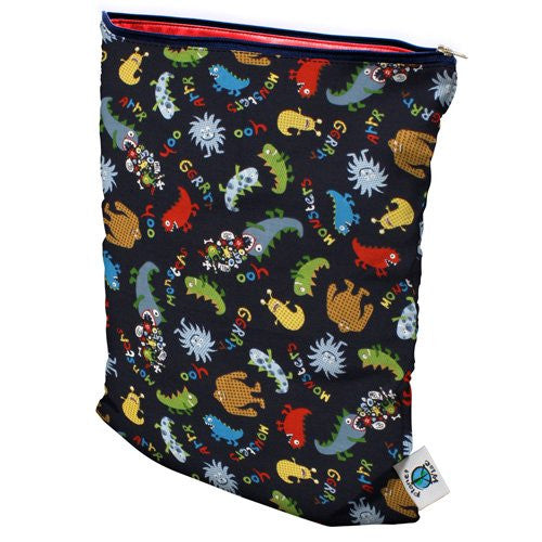 Planet Wise Wet Diaper Bag, Monster Mash, Medium