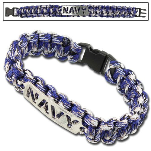 Navy Cobra Braid Survival Bracelet - Riptide