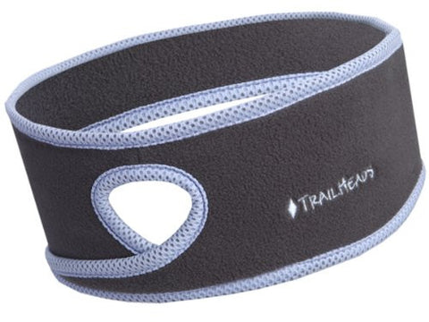 Goodbye Girl Ponytail Headband, charcoal, true blue trim