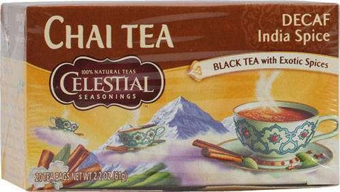 Celestial Seasonings Decaf Tea India Spice Chai -- 20 Tea Ba