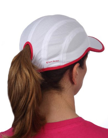 Goodbye Girl Ponytail Running Cap, white/pink