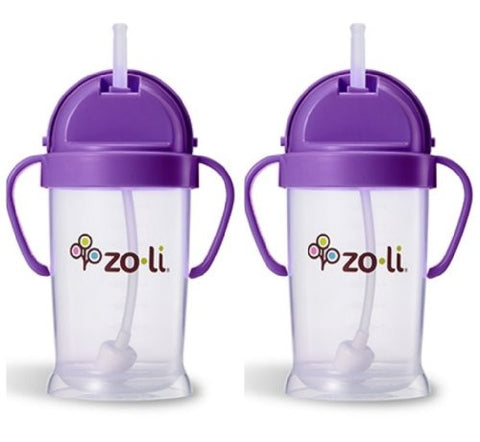 Zoli Baby Bot XL Straw Sippy Cup 9 oz 2 Pack, Purple/Purple