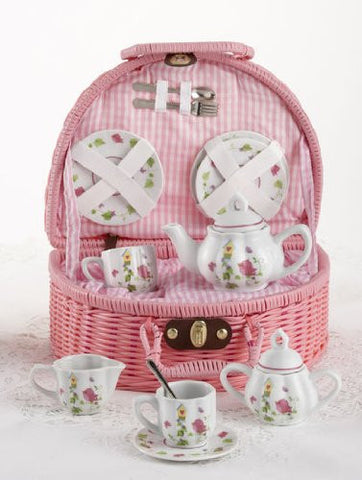 Large Pr’l Tea Set in Basket, Bird House