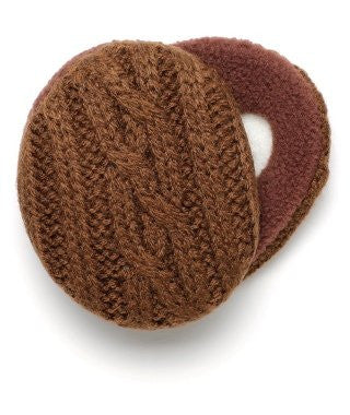 Earbags Cable Knit with Thinsulate, Brown, Medium