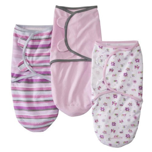 SwaddleMe®, 3-Pack Cotton (Small/Medium) Girly Bug/Stripe/Pink