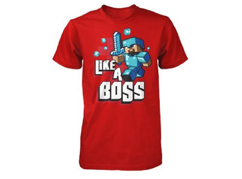 Minecraft Like a Boss Youth Tee- Red, Youth XSmall