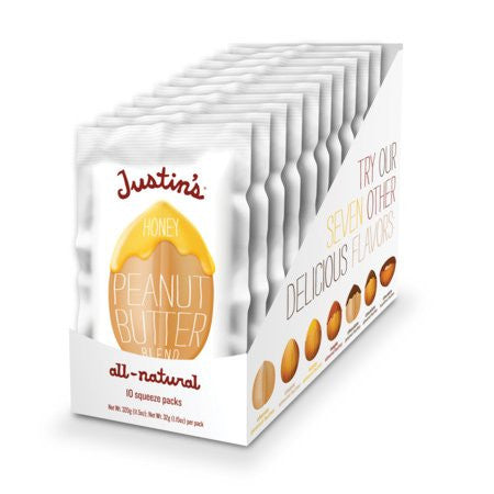 Justin's Nut Butter Squeeze Packs, Honey Peanut Butter, Natural 1.15 OZ
