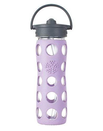 16 oz Glass Bottle with Straw Cap, Lilac