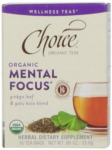 Choice Organic Teas Tea Bag, Mental Focus, 16 Count