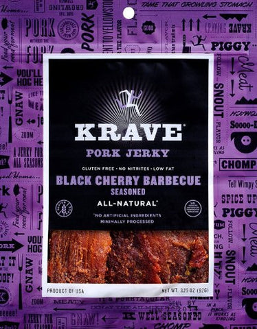 KRAVE Jerky Black Cherry Barbecue Pork Jerky, 3.25 Ounce