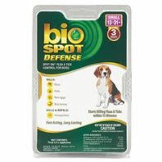 Bio Spot Defense Flea & Tick Spot on for Dogs, 6 Month, 13-31 Pounds