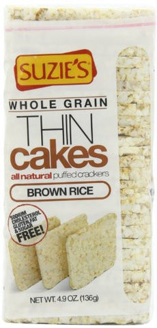 Thin Cakes Puffed Brown Rice, Unsalted 4.9 OZ (Pack of 3)