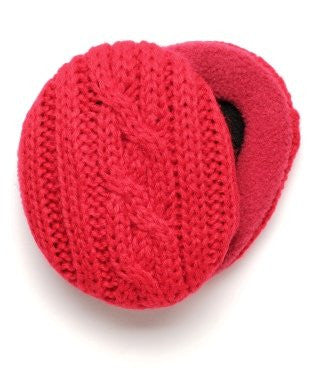 Earbags Cable Knit with Thinsulate, Red, Large