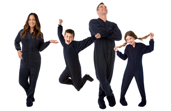 Kids Big Feet Navy Fleece Footed Pajamas