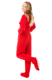 Adult Big Feet Red Fleece Footed Pajamas