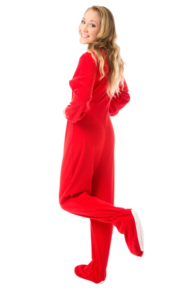 Adult Big Feet Red Fleece Footed Pajamas