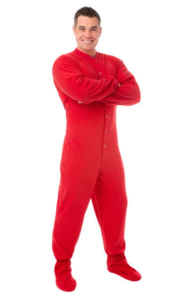 Adult Big Feet Red Fleece Footed Pajamas