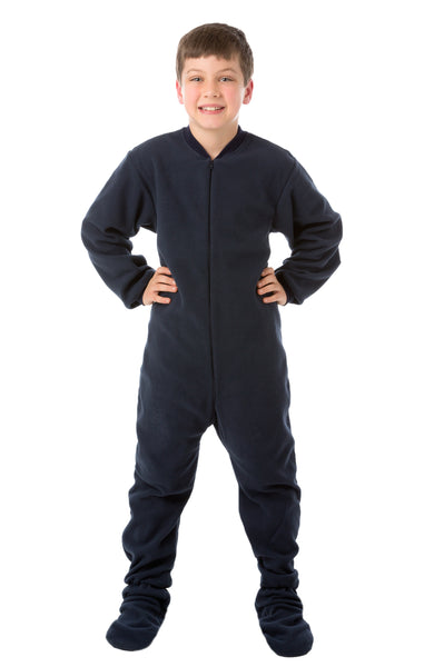 Kids Big Feet Navy Fleece Footed Pajamas