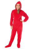 Adult Big Feet Red Fleece Hooded Pajamas