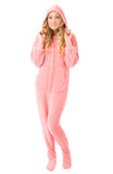 Adult Big Feet Pink Fleece Hooded Footed Pajamas
