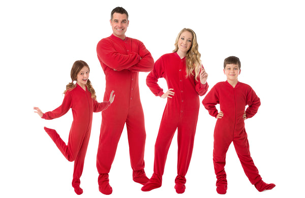 Adult Big Feet Red Fleece Footed Pajamas