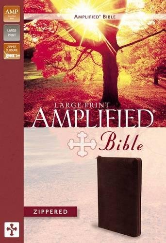 Amplified Zippered Collection Bible, Large Print, Burgundy - Bonded Leather