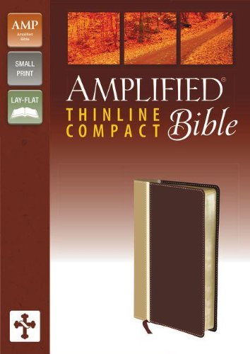 Amplified Thinline Bible, Compact, Tan/Burgundy - Leather-look