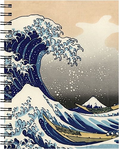 Wire-O Journal - Hokusai Wave - Large..( Lined Both Sides - Black Wire-O) (Spiral Bound)