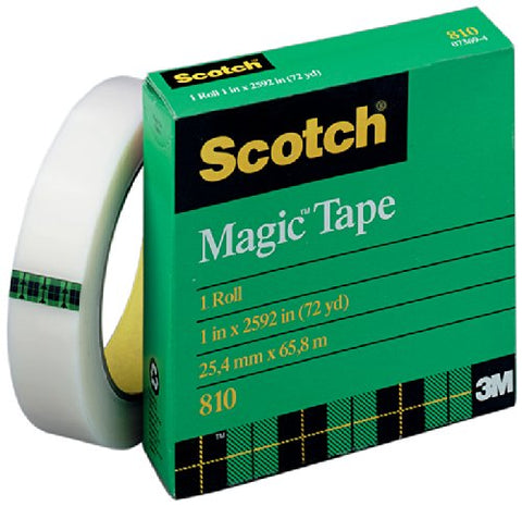 Scotch Magic Tape, 1 x 2592 Inches, 3 Inch Core, Boxed (810)