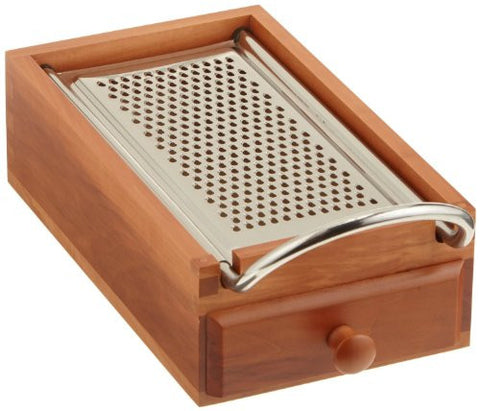Flat cheese grater in steel and pear-wood, 6¾ x 4 - h 2¼ in.