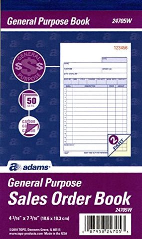 Adams All Purpose Sales Book, 2-Part, with Carbon, 50 Sets/Book