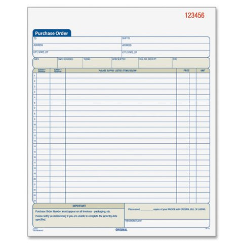 Adams Purchase Order Book, 2-Part, Carbonless, 50 Sets/Book, 8-3/8" x 10-11/16"