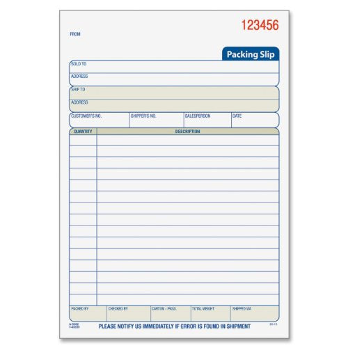 Adams Packing Slip Book, 3-Part, Carbonless, 50 Sets/Book