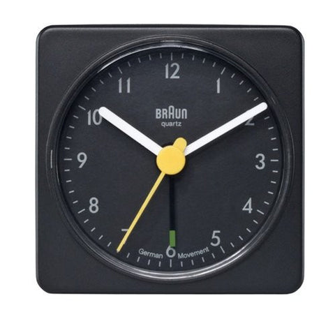 Braun Square Analog Travel Alarm Clock Black