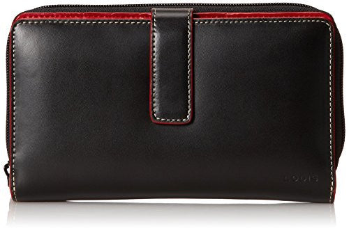Audrey Deluxe Checkbook Clutch, Black/Red Classic