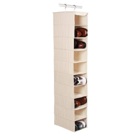 Canvas Natural 10-shelf Athletic/Mens Shoe Organizer
