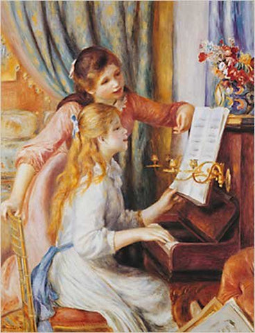 Girls at the Piano - Pierre-Aigiste Rempor 16x20 inches - Poster