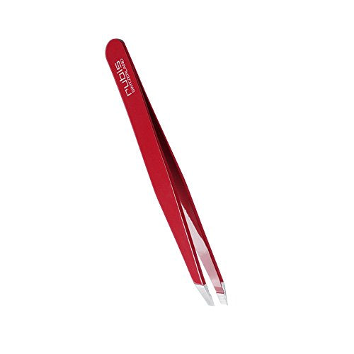 Rubis Swiss Cross Slanted Tweezers - 3-3/4", Red