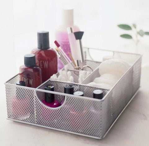 Design Ideas Mesh File Vanity Organizer/Tray, Silver