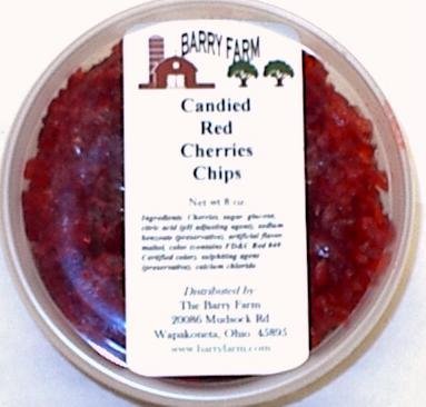 Candied Red Cherries, Chips, 1 lb. tub