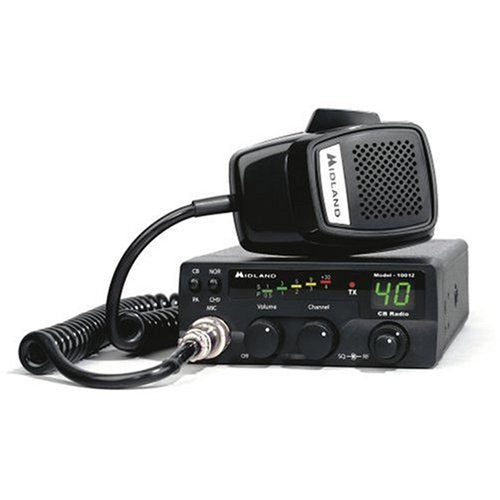 Midland 40 Channel 4 Watt Compact Mobile CB Radio with RF Gain, PA, 4 Pin Front Mount Microphone