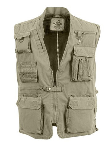 Khaki Deluxe Safari Outback Vest - Medium