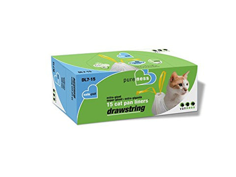 VAN NESS PLASTIC MOLDING DRAWSTRING CAT PAN LINERS 15 PACK