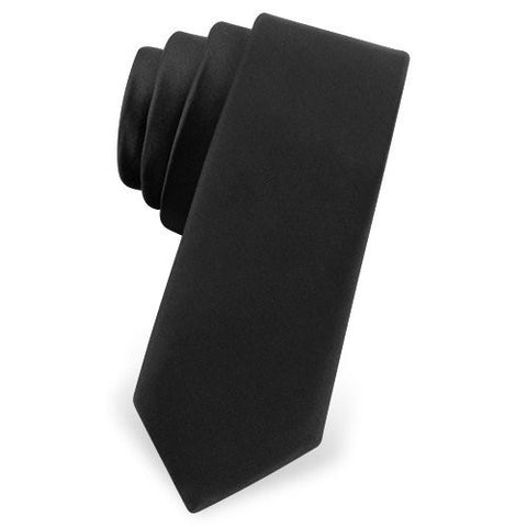 Black Satin Skinny Narrow Tie