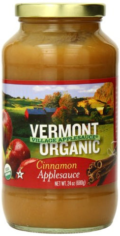 Vermont Village Organic Apple Sauce with Cinnamon, 24 oz jar