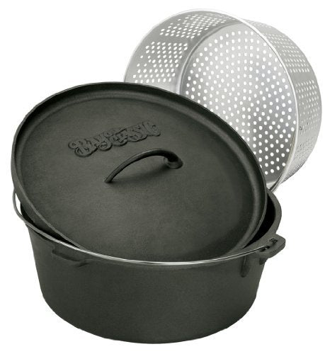 16-Qt. Cast Iron Dutch Oven, Aluminum Basket
