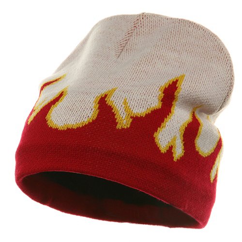MG, Flame Beanie ( f )-White Red (fitting child to adult)